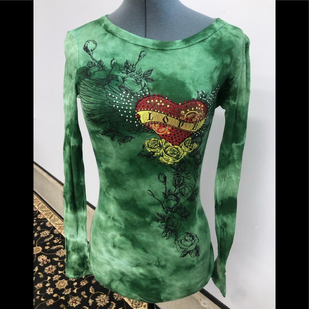 Vocal bling, rhinestone long sleeve t shirt